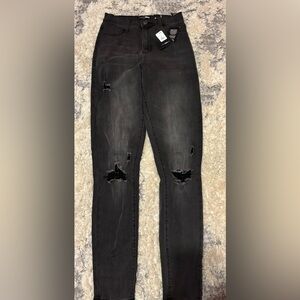 Fashion Nova Black Ripped Skinny Jeans